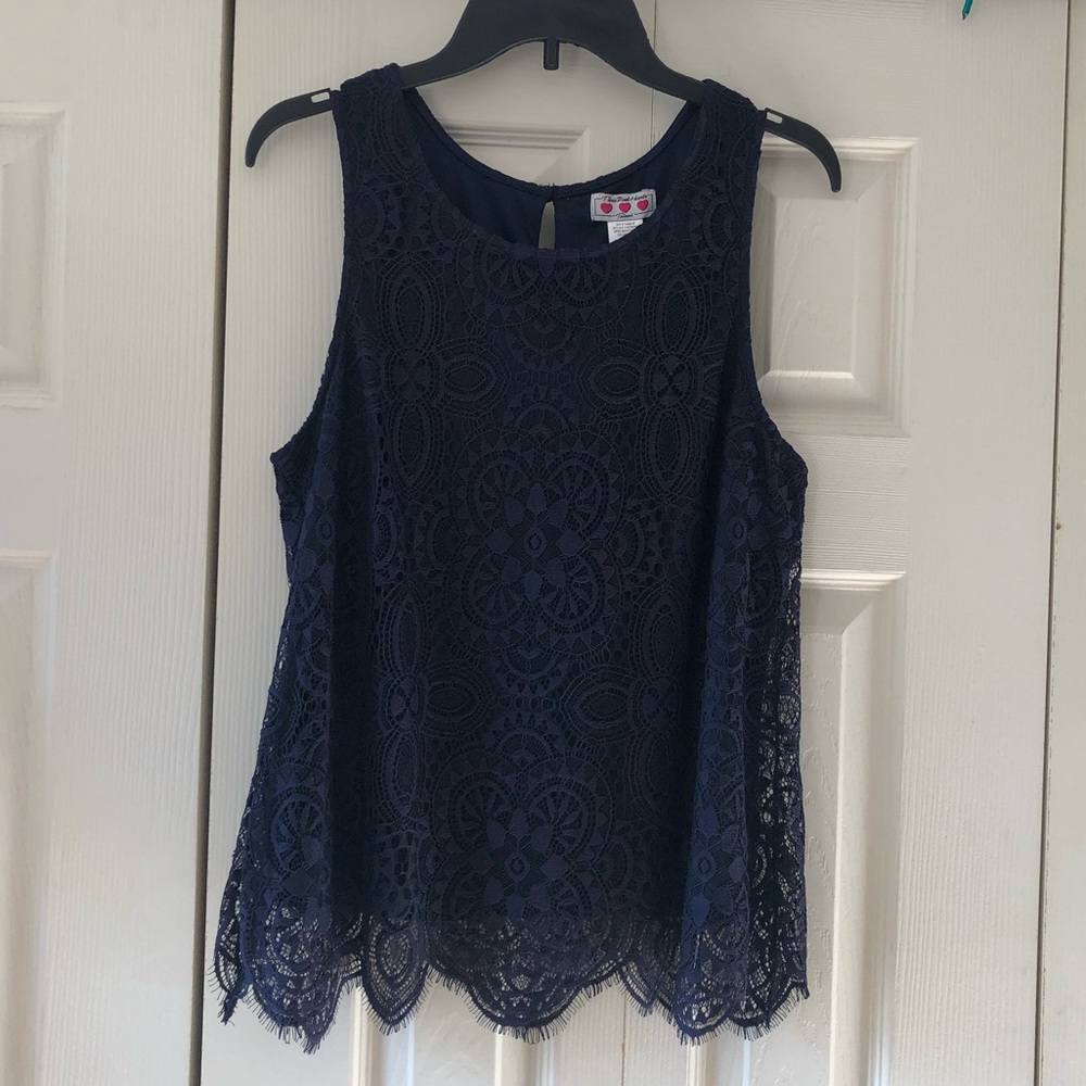 Navy blue sleeveless blouse